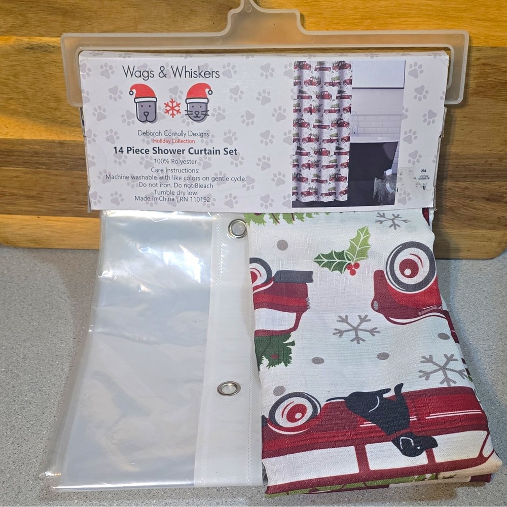Deborah Connolly Wags & Whiskers 14pc Shower Curtain Set 71x72 Polyester